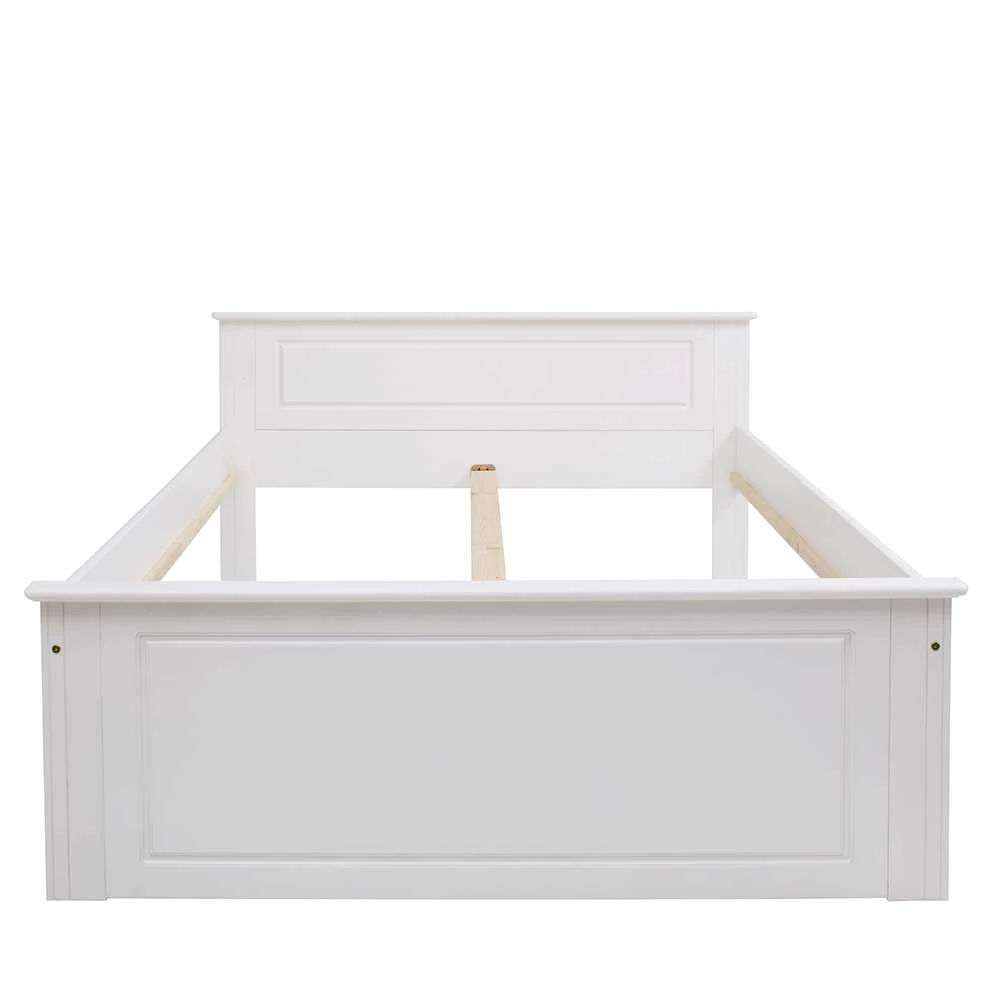 Lackiertes Kiefernholz Ehebett In Weiß - Velriva – Bild 3