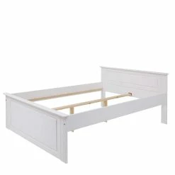 Lackiertes Kiefernholz Ehebett In Weiß - Velriva