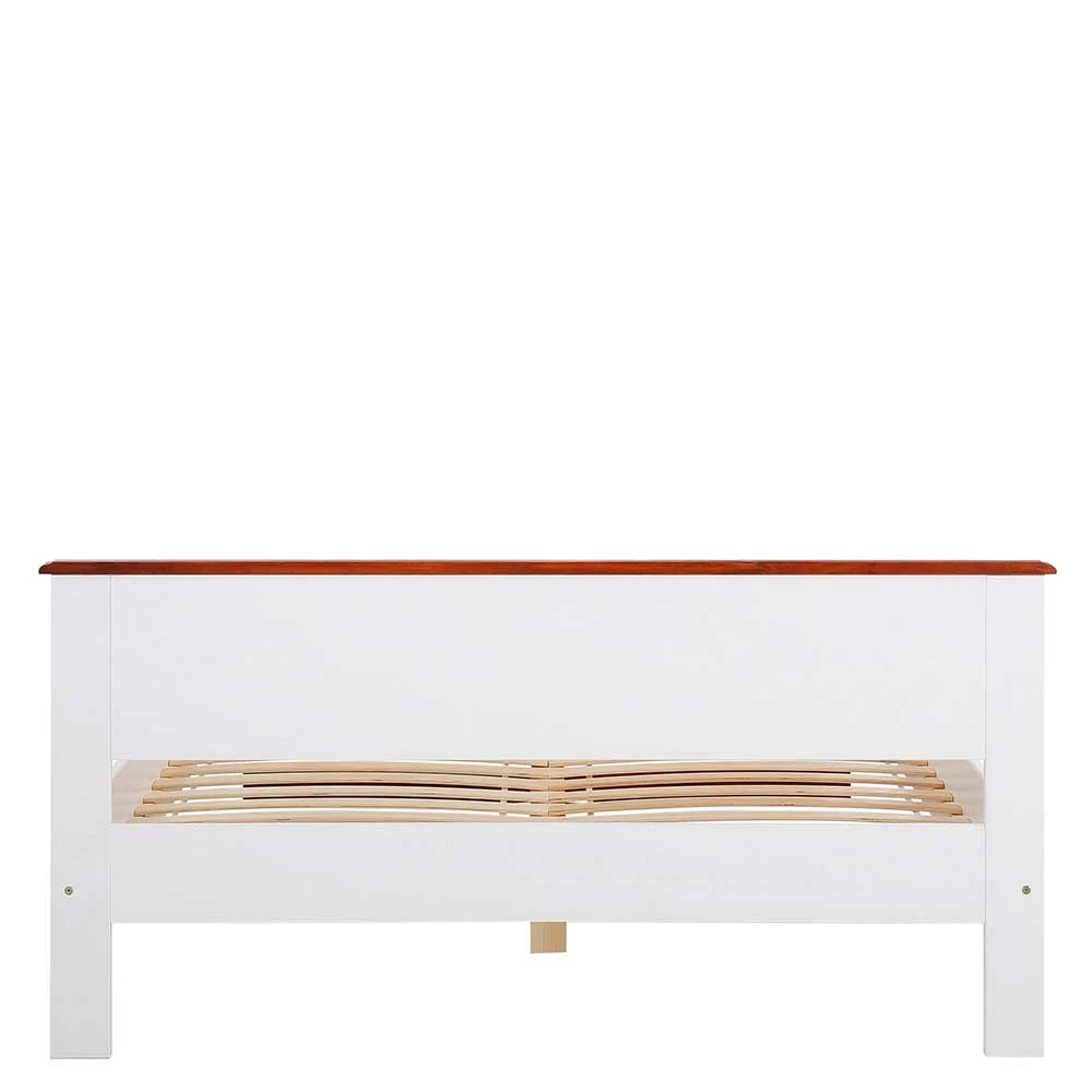 Landhaus Holzbett In Weiß & Kirschbaum - Vendirai – Bild 4