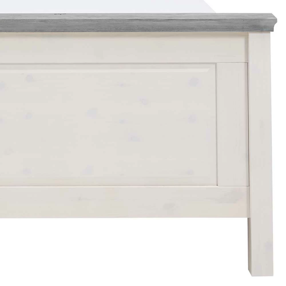 Landhaus Massivholzbett In Weiß & Grau - Mirandesca – Bild 5