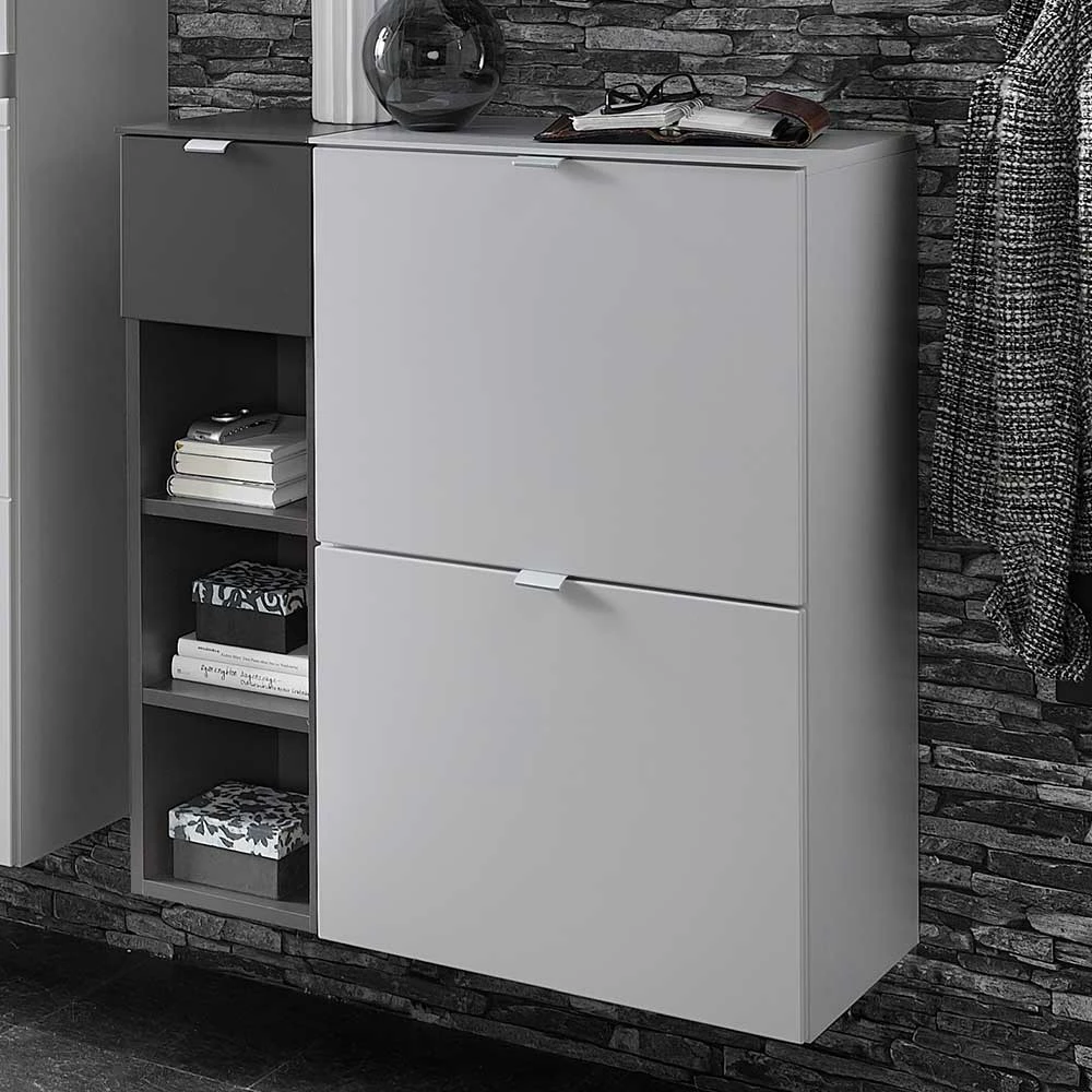 Lichtgrauer Klappenschrank Für Schuhe - Indiesta – Bild 6