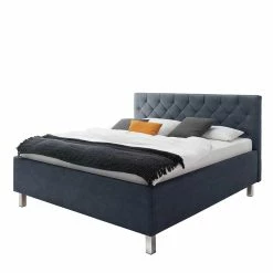 Microfaser Bett In Blaugrau & Chrom - Jaina