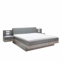 Moderne Bettanlage Mit LED Beleuchtung - Milvian (dreiteilig)