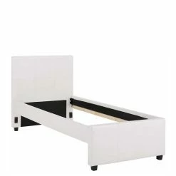 Modernes Kunstlederbett In Creme - Ilunato