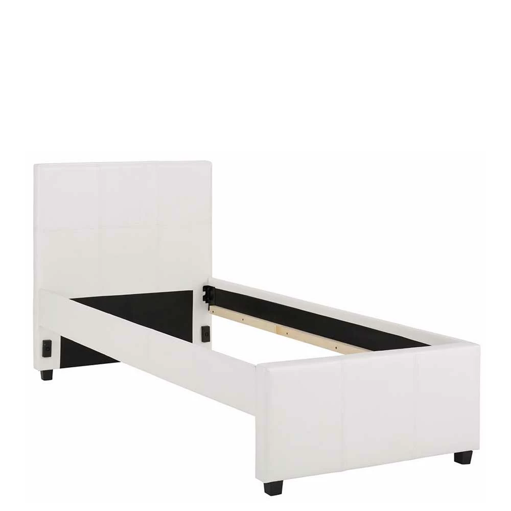 Modernes Kunstlederbett In Creme - Ilunato