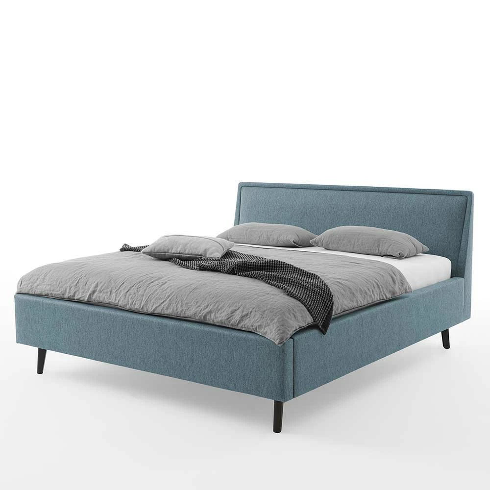 Modernes Polsterbett In Blaugrau Stoff - Sunhide – Bild 3