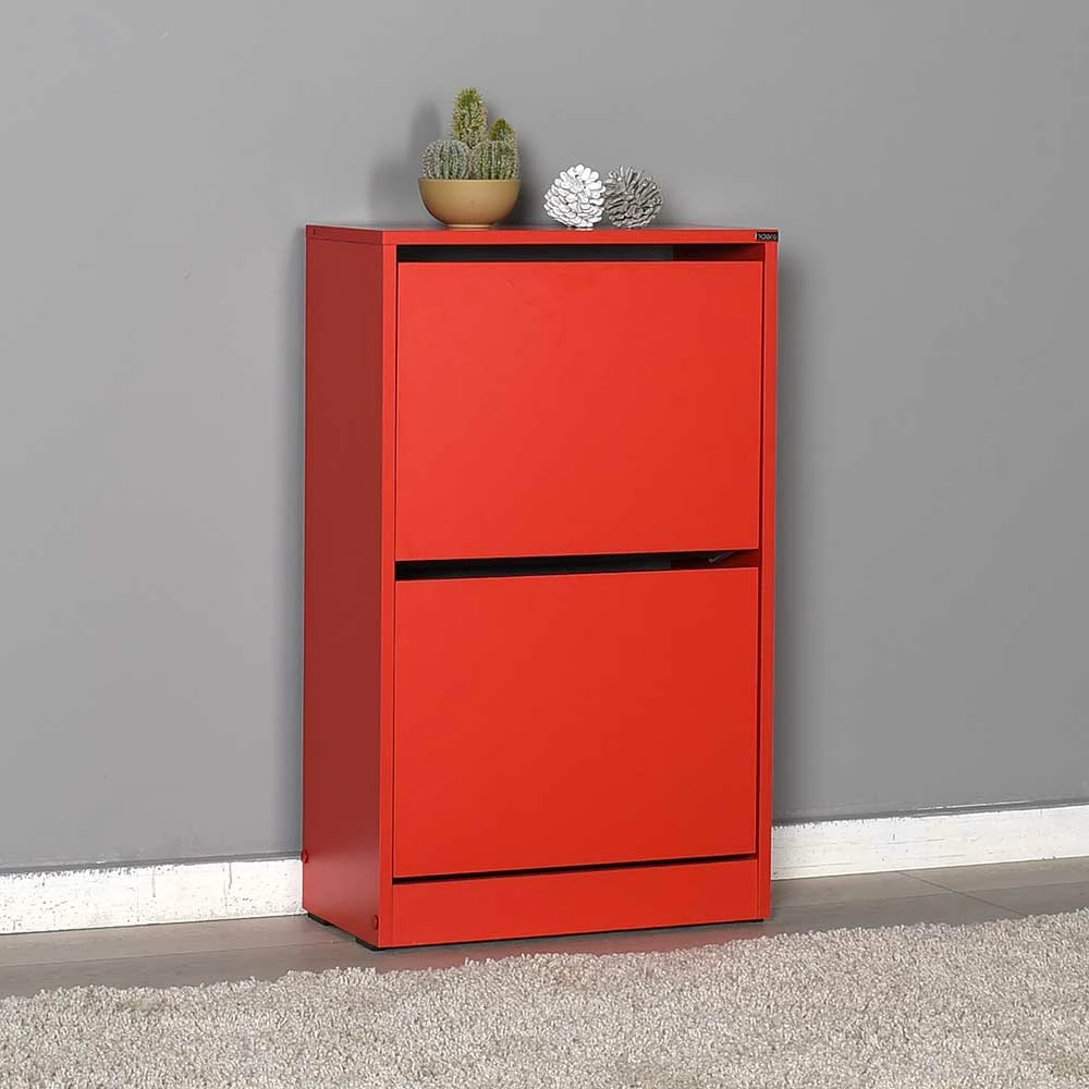 Rote 2 Klappen Kommode Für Schuhe - Karahol – Bild 2