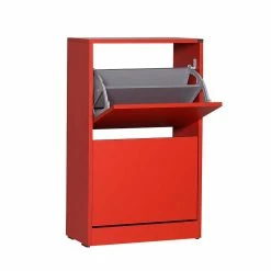 Rote 2 Klappen Kommode Für Schuhe - Karahol