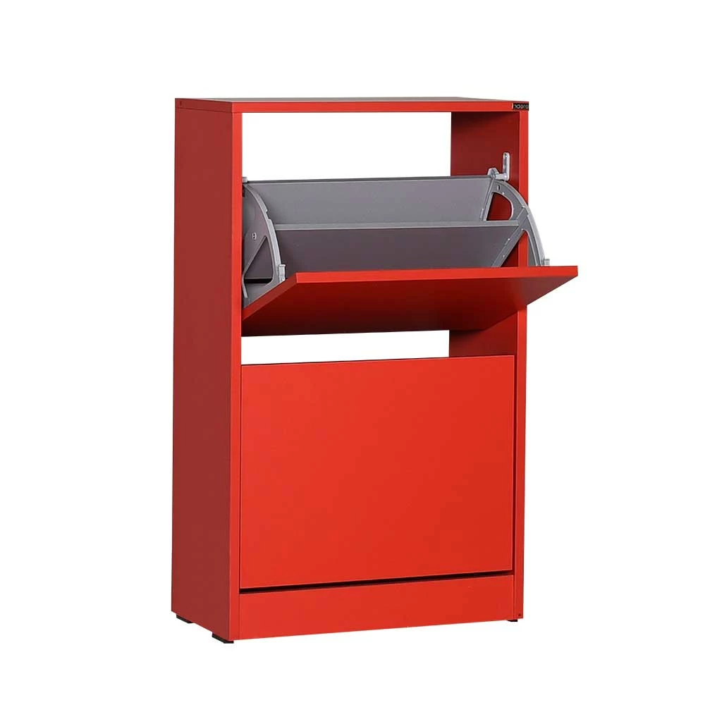 Rote 2 Klappen Kommode Für Schuhe - Karahol