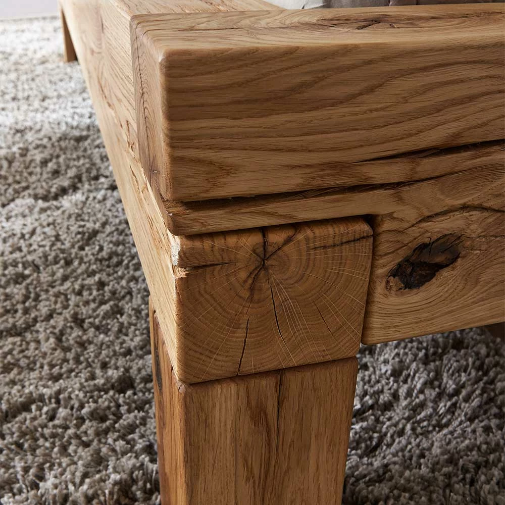Rustikales Holzbett Mit Kopfteil Baumkante - Satton â Bild 4