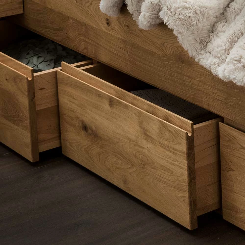Rustikales Stauraumbett Aus Wildeiche Massiv - Zennian – Bild 3