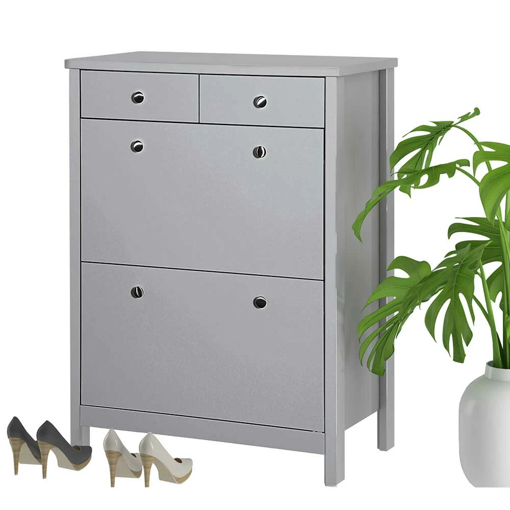 Scandi Chic Schuhschrank In Grau Lackiert - Midland – Bild 2