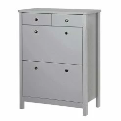 Scandi Chic Schuhschrank In Grau Lackiert - Midland