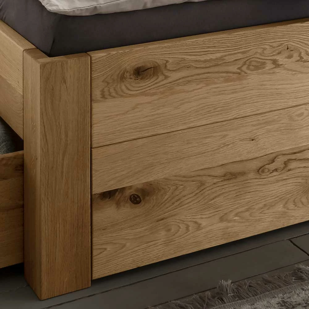 Schubladenbett Aus Wildeiche Massivholz - Zennian – Bild 2
