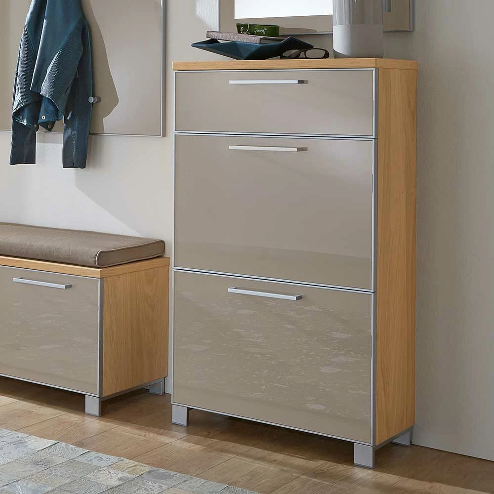 Schuh Klappenschrank Diecca In Taupe Glas Beschichtet – Bild 2