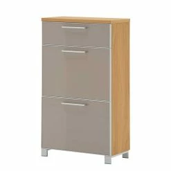 Schuh Klappenschrank Diecca In Taupe Glas Beschichtet