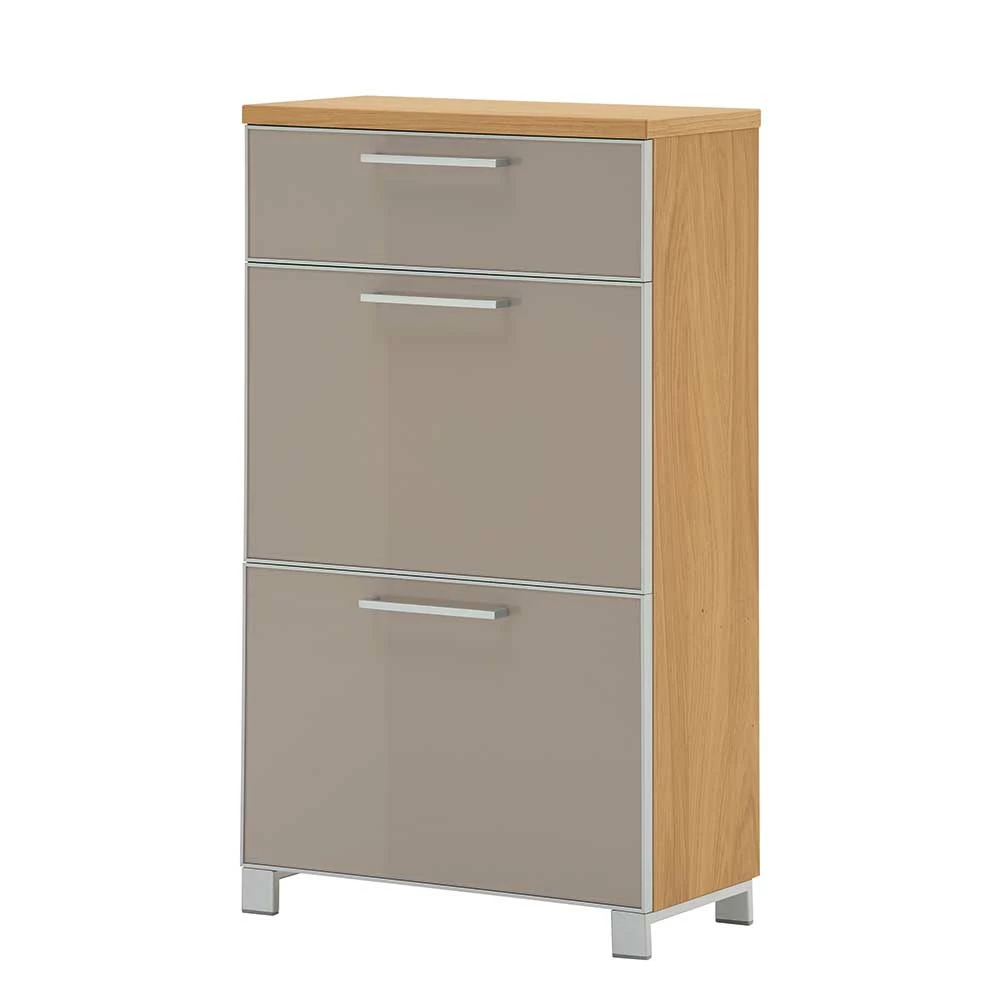 Schuh Klappenschrank Diecca In Taupe Glas Beschichtet