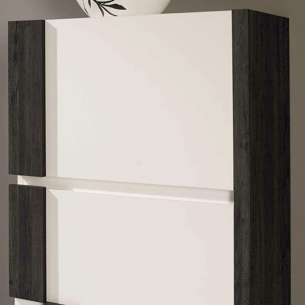 Schuh Klappschrank In Weiß Mit Schwarzgrau - Abruzzias 6 Schuh Klappschrank In Weiß Mit Schwarzgrau - Abruzzias – Bild 4