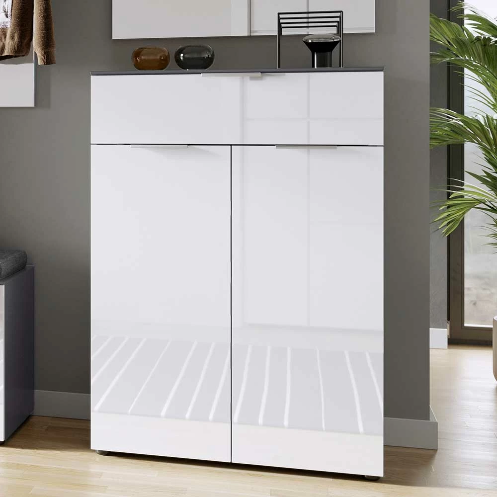 Schuh Vertiko In Weiß Glas & Grau - Moures – Bild 2