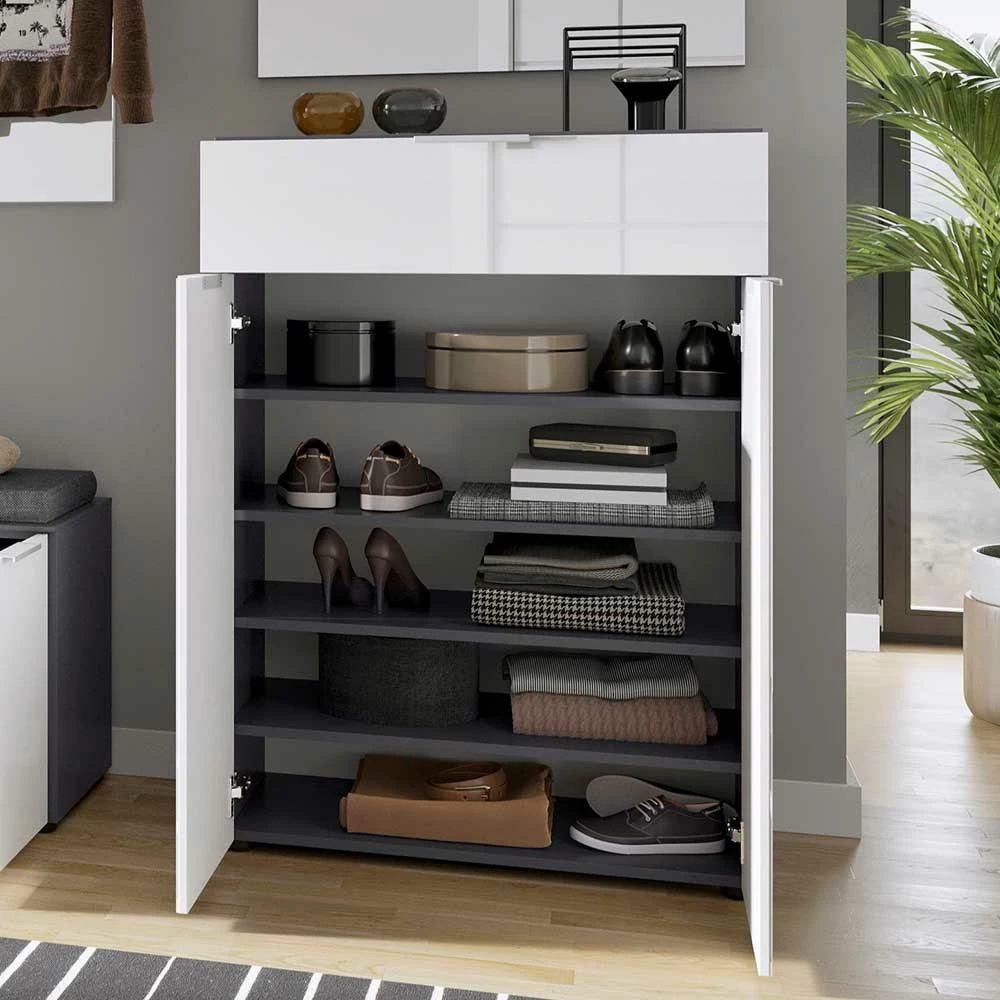 Schuh Vertiko In Weiß Glas & Grau - Moures – Bild 3