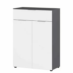 Schuh Vertiko In Weiß Glas & Grau - Moures