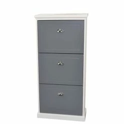 Schuhklappenschrank In Weiß & Grau - Venica