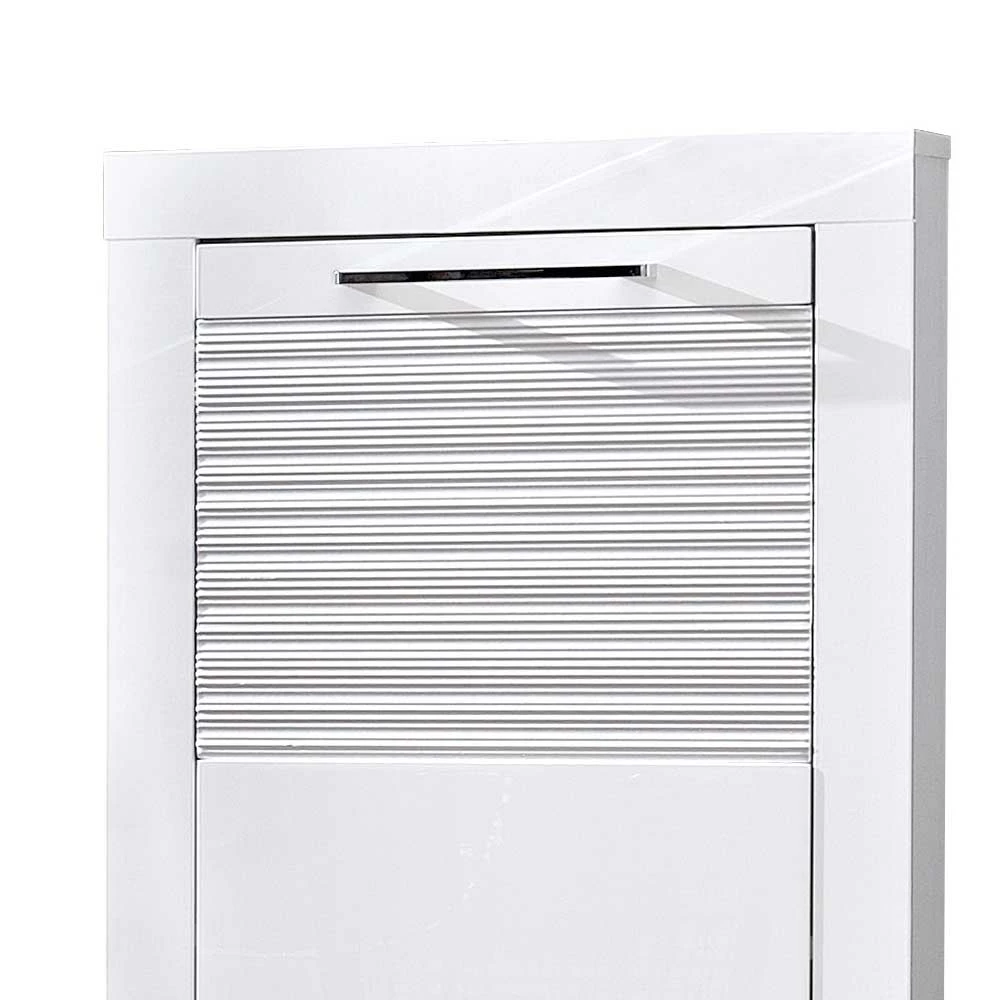 Schuhkommode Leida In Weiß Hochglanz Geriffelt – Bild 4