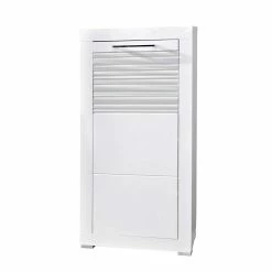 Schuhkommode Leida In Weiß Hochglanz Geriffelt