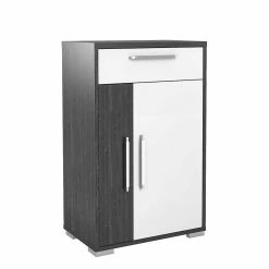 Schuhschrank In Eiche Grau & Weiß Hochglanz - Nacella