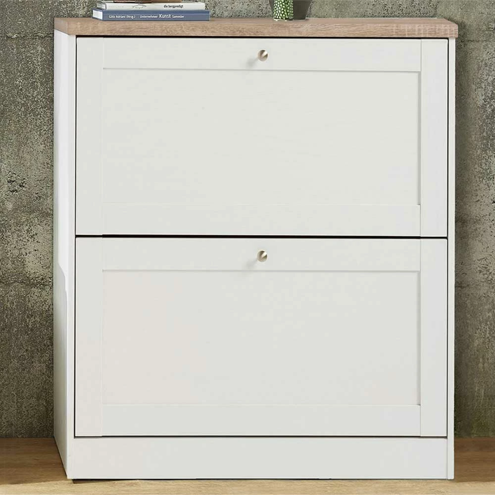 Schuhschrank In Weiß Mit Sonoma-Eiche - Nudion – Bild 2