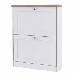 Schuhschrank In Weiß Mit Sonoma-Eiche - Nudion