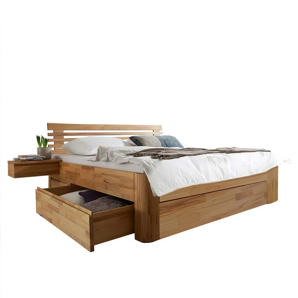 Set Schubkastenbett Aus Kernbuche - Jecana (dreiteilig)