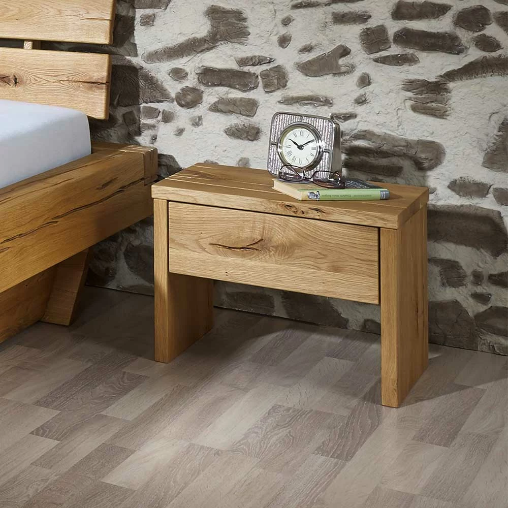 Set Wildeiche-Bett & Nachtkonsolen - Satton (dreiteilig) â Bild 4