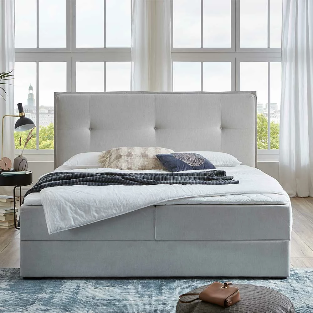 Stauraum Doppelbett In Hellgrau Stoff - Vensun â Bild 2