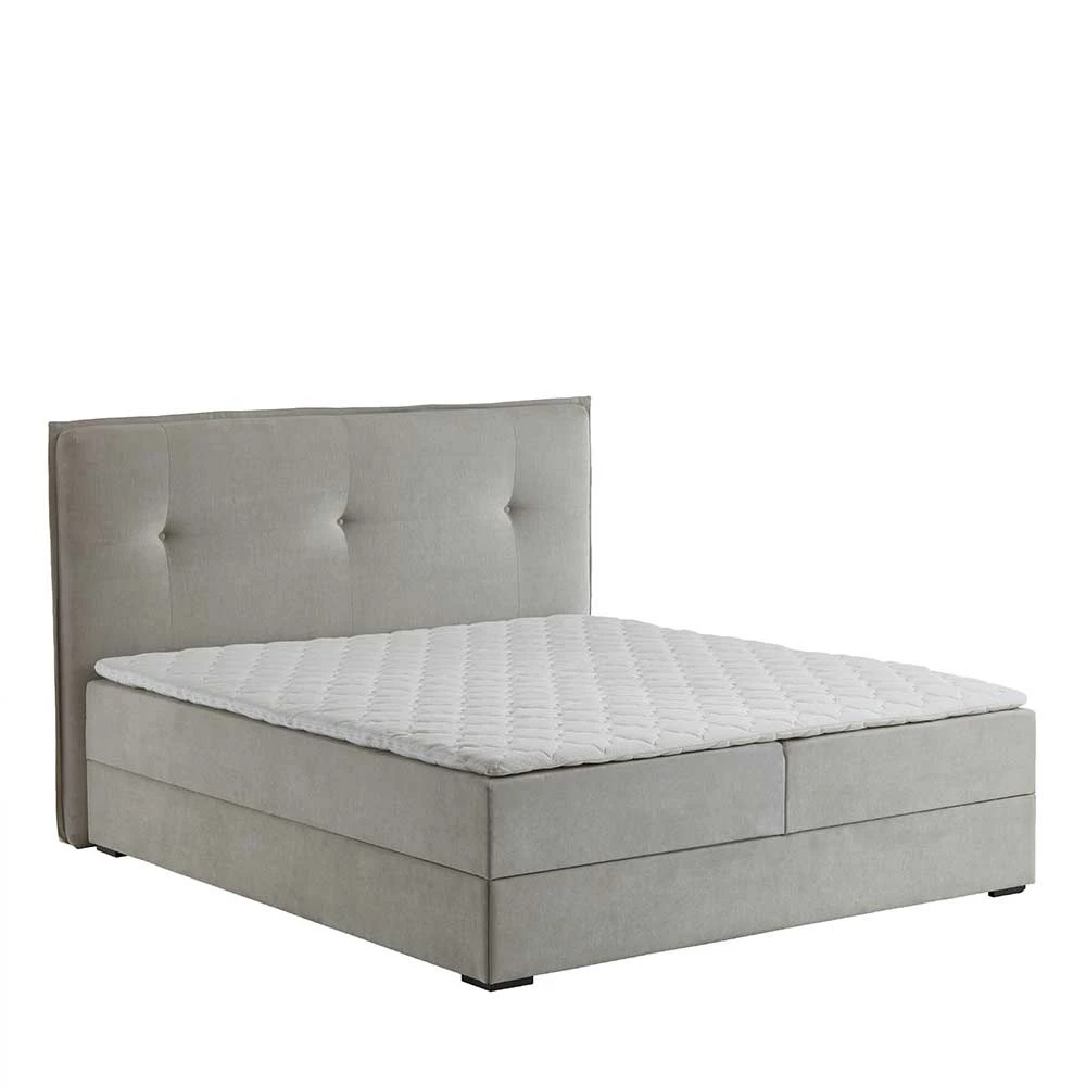 Stauraum Doppelbett In Hellgrau Stoff - Vensun