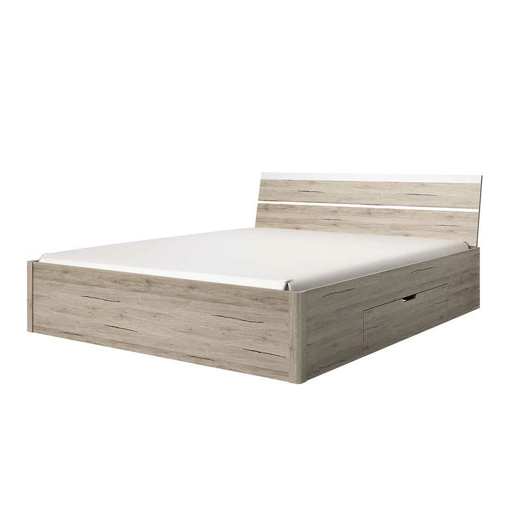 Stauraumbett In Eiche San Remo Dekor - Duno