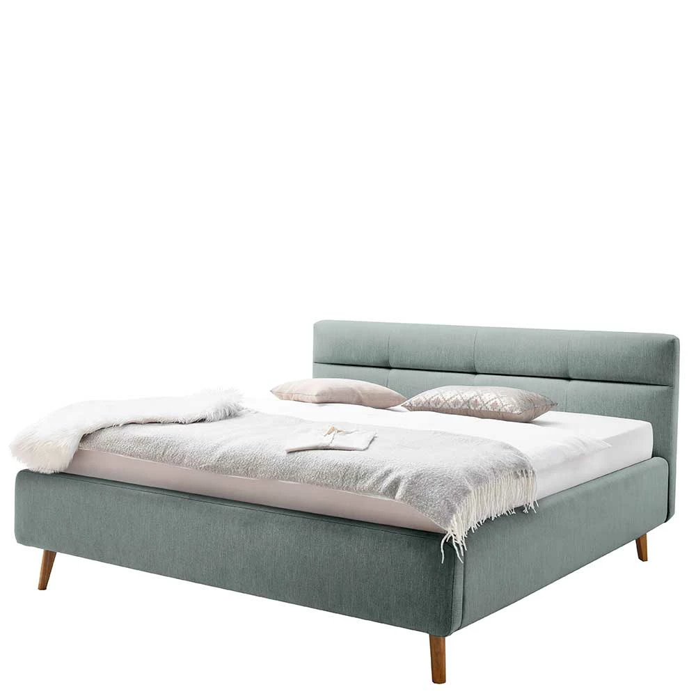 Stauraumbett In Hellem Blau & Eiche - Armele