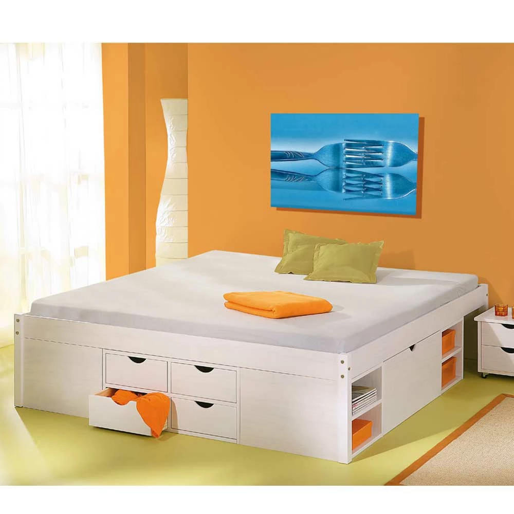 Stauraumbett Nanini In Weiß – Bild 5