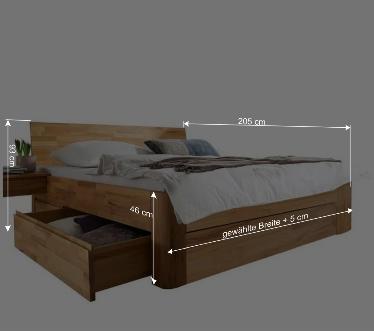 Tolles Bett Mit Bettkasten Aus Kernbuche - Jecana – Bild 4