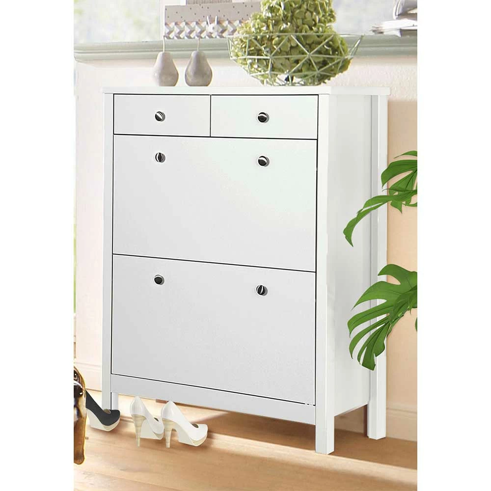 Weiß Lackierte Schuhkommode 80x106x36 Cm - Akzento – Bild 2