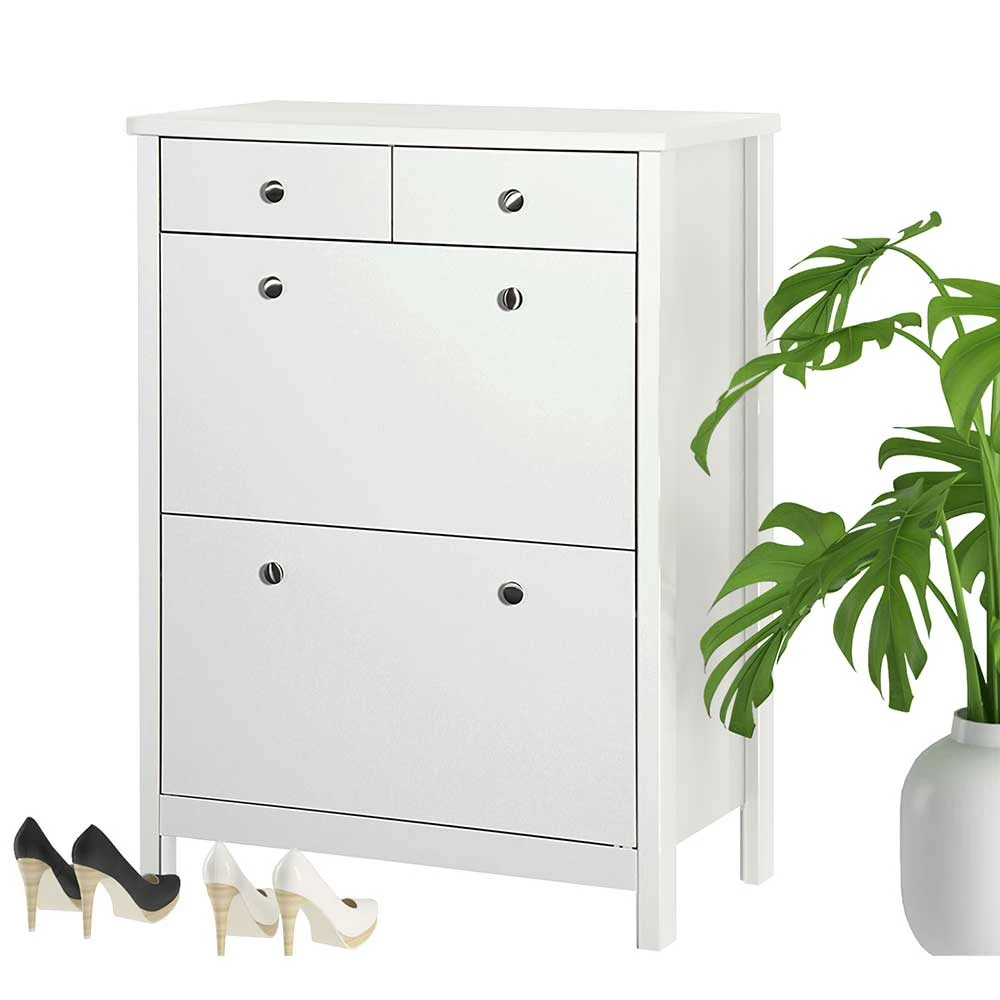 Weiß Lackierte Schuhkommode 80x106x36 Cm - Akzento – Bild 3