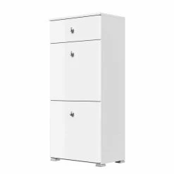 Weißer Schuhklappenschrank Mit Schuhkörben Aus Metall - Izenzaia