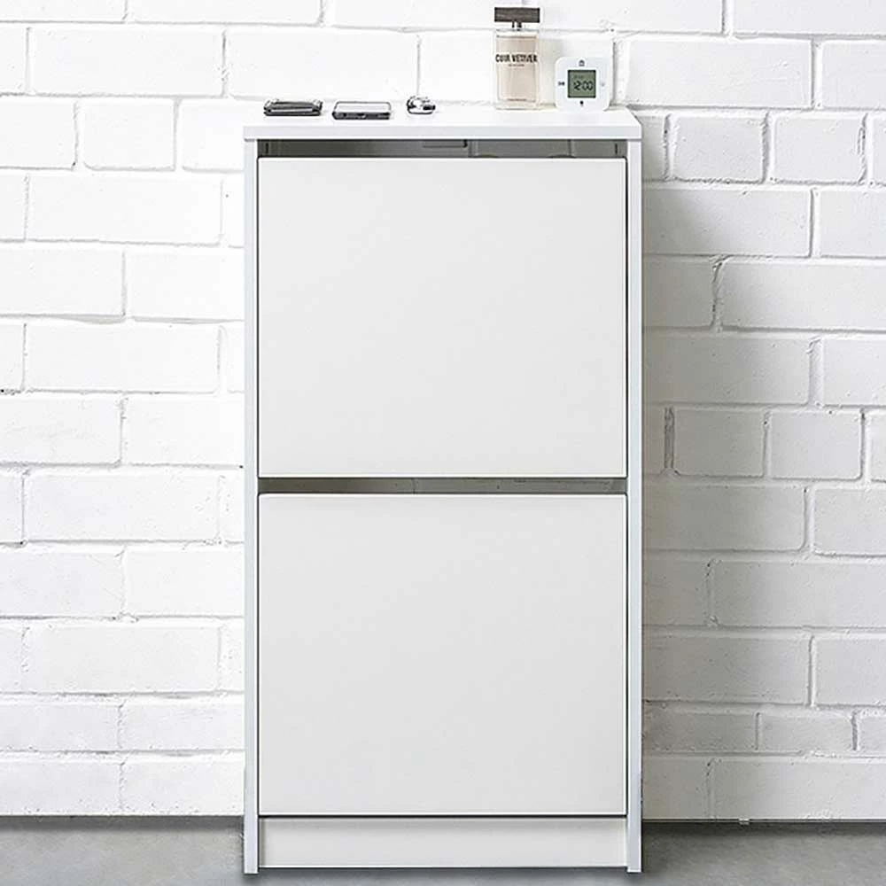 Weißer Schuhschrank Mit Zwei Schuhwalzen - Curtis – Bild 2