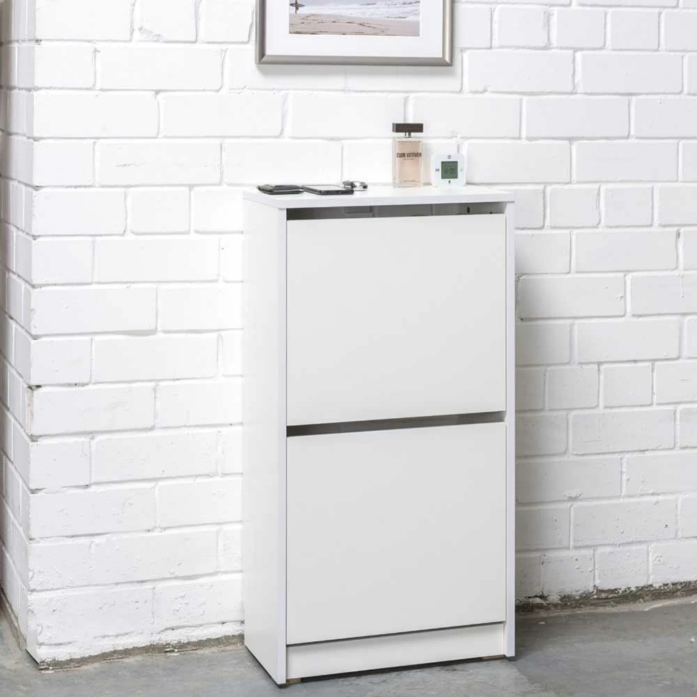 Weißer Schuhschrank Mit Zwei Schuhwalzen - Curtis – Bild 3