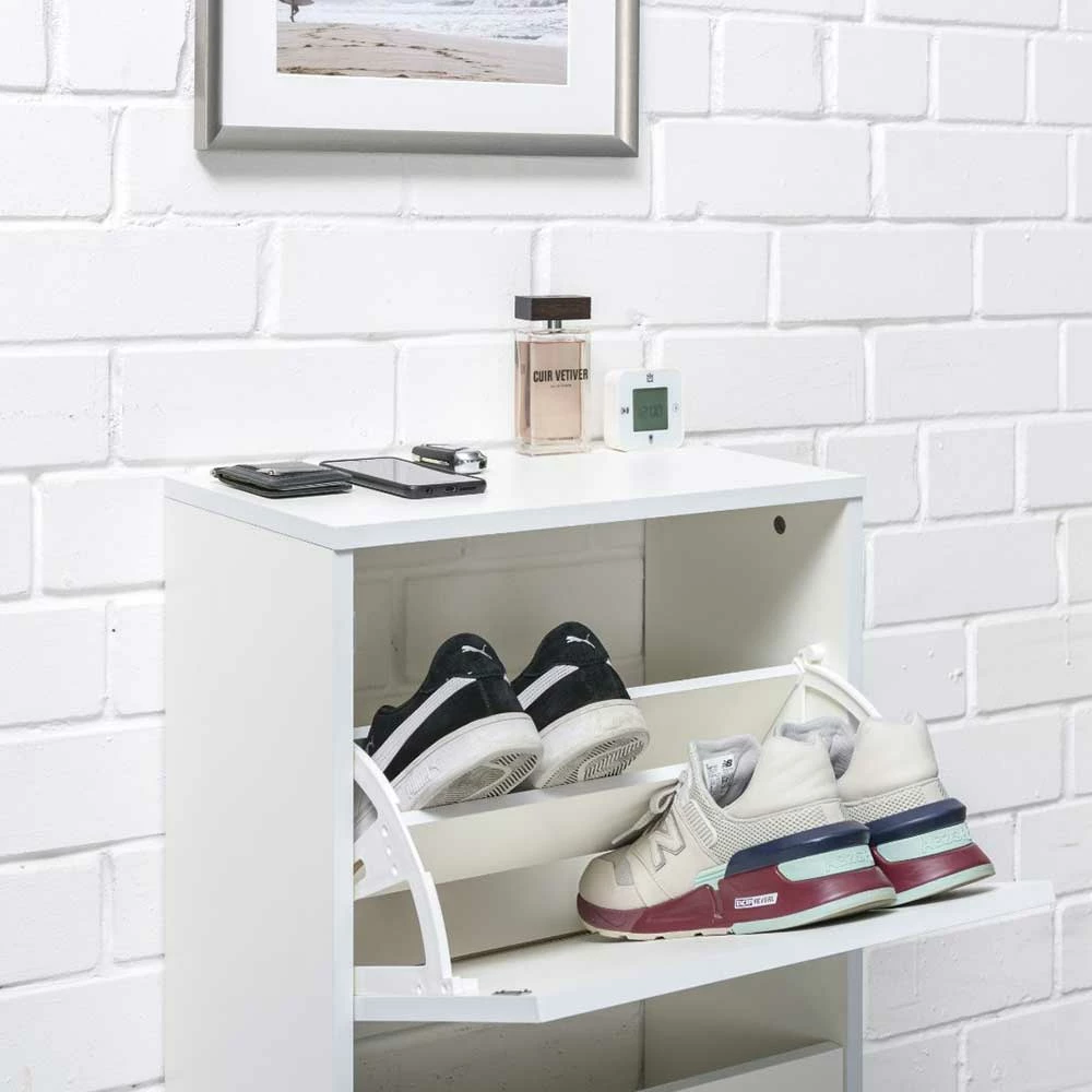 Weißer Schuhschrank Mit Zwei Schuhwalzen - Curtis – Bild 4