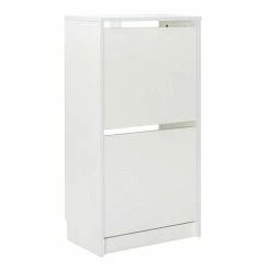 Weißer Schuhschrank Mit Zwei Schuhwalzen - Curtis