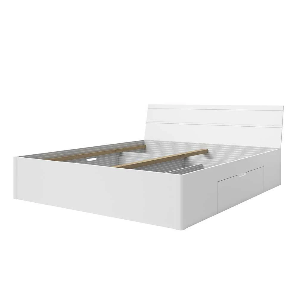 Weißes Bett Mit Stauraum - Modern - Wutan