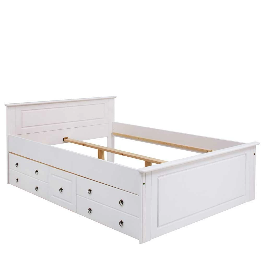 Weißes Bett & Nachttische - Velriva (dreiteilig) – Bild 4