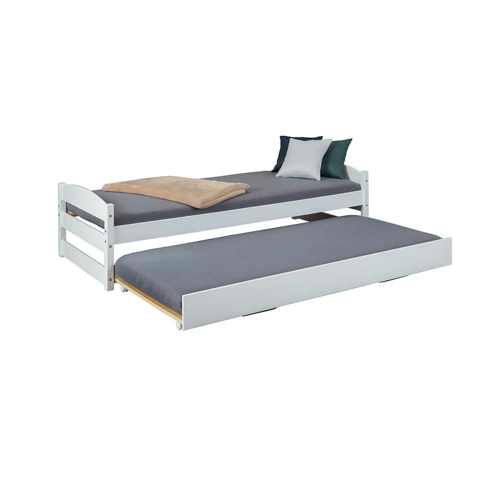 Weißes Bettgestell Mit Ausziehbett - Vodessa – Bild 4