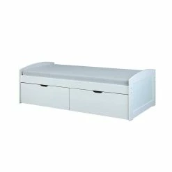 Weißes Bettgestell Mit Zwei Großen Schubladen - Kumaria